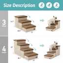 Dog Stairs with Storage, 4-Step Wider Sturdy Dog Steps for Small/Medium/Large Dogs and Older Cats, Folding Doggie Ramp for Bed/Couch/Car Hold Up to 180 lbs (22" H, Brown)
