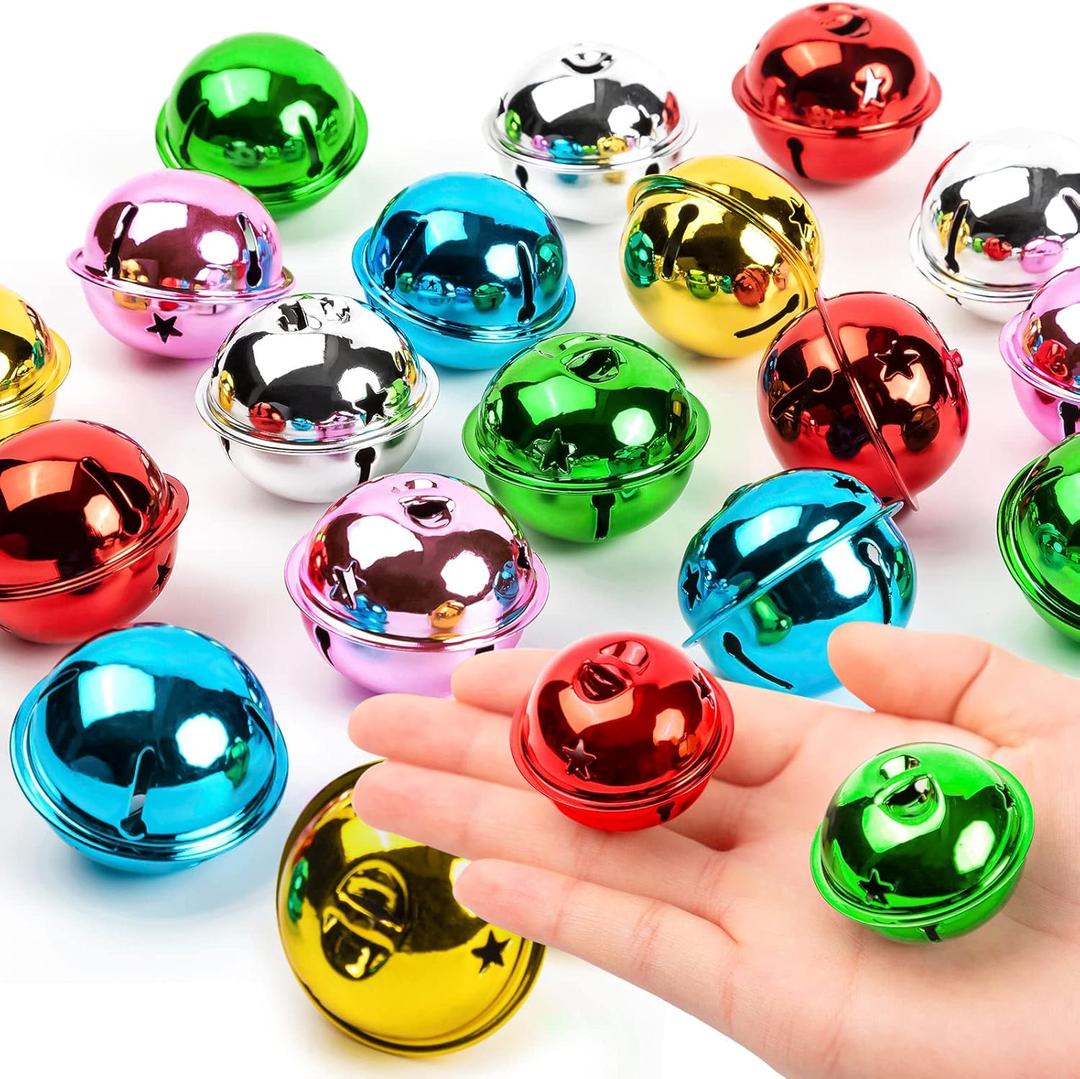 18PCS Large Jingle Bells for Crafts, 1.6" Metal Bell Craft for Christmas Home Holiday Decoration