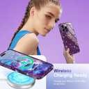 for iPhone 15 Pro Max Case Cute,Clear Glitter with [1 x Tempered Glass Screen Protector] Sparkly Bling Shockproof Bumper Protective Soft Silicone Phone Cover Case for Women Girls Dark Purple