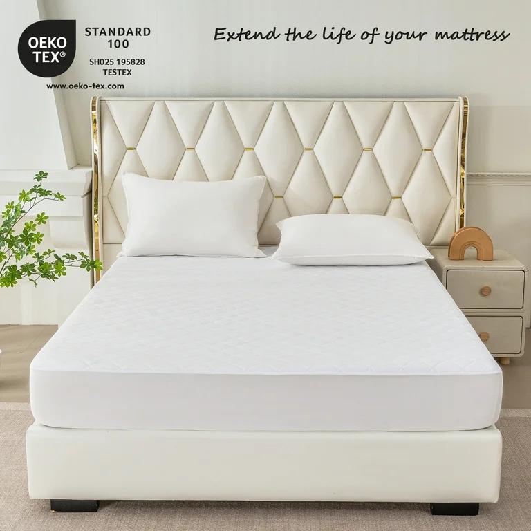 Hypoallergenic Quilted Plush and Breathable Mattress Topper Pad, Queen, White