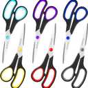 Scissors Set of 6-Pack, 8" Scissors All Purpose Comfort-Grip Handles, Sharp Scissor for Office Home School Craft Sewing Fabric Supplies, High/Middle School Student Teacher, Right/Left Hand