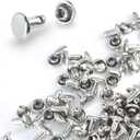 200Sets 6mm Round Cap Leather Rivets, Double Cap Rivets Tubular Metal Studs Rivets for Leather Purse Keyrings Repair and Crafts Decoration (6mm Silver)