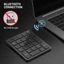 havit Bluetooth Number Pad Wireless Numeric Keypad Numpad 26 Keys Portable Mini Financial Accounting Rechargeable Numeric Pad for Windows Laptop Desktop, PC, Notebook (Black)