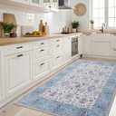 2x3 Washable Area Rug – Soft, Non-Slip Entrance Rug, Durable Indoor Door mat, Floor Carpet for High-Traffic Areas, Entryway, Kitchen, and Bedside, Cozy Elegance/Blue