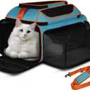 Petskd Top-Expandable Pet Carrier 19x13x9 Inches Southwest Allegiant Airlines Approved, Soft-Sided Carrier for Small Dog Under 12 lbs and Large Cat Under 15 lbs (Blue)