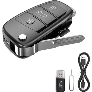 64G 1080P HD Security Camera with Loop Recording & Night Vision for Outdoor, Key Fob Camera with Motion Detection & Take Photos for Home,Long Battery Car Key Camera, Nanny Cam Easy to Use