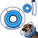 2-in-1 Soft Inflatable Dog Cone Collar Alternative with Enhanced Anti-Licking Guard Shield, Dog Collar After Surgery, Adjustable Recovery Cones for Large Medium Small Dogs and Cats(Blue, L) (Blue, L)