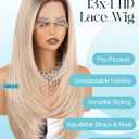 Straight 13x4 HD Lace Front Wig for Women, 26inch Heat Resistant Synthetic Hair Glueless Pre Plucked Straight Human Hair-Like Layered Wig with Realistic Scalp (Blonde with Dark Roots Color)