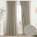 SimpleHome Natural Linen 100% Blackout Curtains for Living Room,96 Inch Length Farmhouse Back Tab Textured Curtains for Bedroom,2 Panels,52" W x 96" L