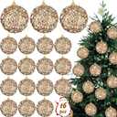 Liliful 16 Pcs 3.15 Large Christmas Ball Ornaments Glitter Christmas Decorations Tree Balls Hanging Ornaments for Xmas Wedding Home Tabletop Party Holiday Decor (Champagne Gold)