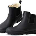 Furuian Women's Rain Boots with Plush Lining Chelsea Boots Women Snow Boots for Women Lightweight Rubber Boots Winter Ankle Rain Boots Non-slip Waterproof Outdoor Work Shoes, Fishing, Gardening Size 7