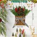 Christmas Door Hanger Basket Wreath, Artificial Hanging Basket Wreath for Front Door Norfolk Pine Wreathes with Red Berries & Pine Cones for Christmas Farmhouse Indoor Outdoor Decoration