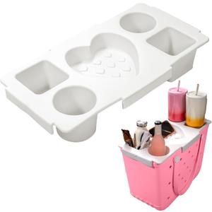 Tote Topper Tray Accessories for Bogg Bag Large Only - Waterproof EVA Removable Table Top Organizer Lid with Cup Holder, Divider, Snack, Phone & Drink Holders for Beach, Pool (Hwhite)