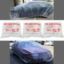 LuliKa 3 Packs Disposable Car Cover Clear Plastic Car Cover Universal Rain Dust Garage Cover with Elastic Band Medium (12.4 FT x 21.6 FT)