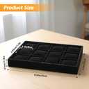 2 Pack 12 Grid Velvet Watch Tray Organizer with Removable Pillows - Stackable Bracelet & Bangle Display Holder for Drawer, Store, or Travel - Black