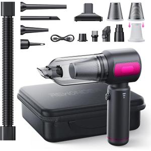 REWONDER Handheld Car Vacuum Cleaner, 22000Pa & 110000RPM Powerful Suction Car Vacuum, Cordless Portable Vacuum with 7800mAh Battery, Multi-Nozzles & Storage Bag for Car, Home, Pet Hair Cleaning (Purple)