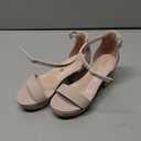 LAURMOSA High Heels for Kids Sandals Big Girls Dress Shoes Flower Girl Shoes for Wedding Party Pageant Round Open Toe Ankle Strap Dress Sandals Platform Heels Chunky Pumps for Little Big Kids (Beige) 2