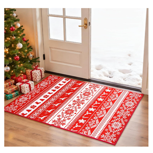 GREFFY Christmas Door Mat, Indoor Outdoor Welcome Mat for Front Door Entrances, NonSlip Kitchen Rugs Christmas Rug, LowPile Holiday Doormat 24x36 Inch, Red