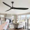 70 inch Propeller Ceiling Fan With Light, Led Large Ceiling Fan with 6 Speeds, 3 ABS Blades Outdoor Ceiling Fans for Patios, Porch, Bedroom, 1/4/8H Timing- Black