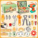 Kids Tool Set with Drill,155Pcs Toddler Tool Set with Toolbox,STEM Montessori Toys for 3 4 5 Year Old,Pretend Play Kid Toy,Educational Construction Toy for 3-5 Year Old Boy Girl,Birthday Gift for Kids