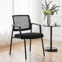 Sweetcrispy Stackable Mesh Guest Visitor Reception Chairs - Ergonomic Lumbar Support for Waiting Conference Meeting Room, Office School Lobby and Church, Space Saving, Black, 1 Pack