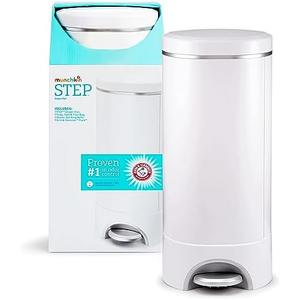 Munchkin® STEP™ Diaper Pail Powered by Arm & Hammer, #1 in Odor Control, Award-Winning, Includes 1 Snap, Seal & Toss™ Bag, 1 Starter Refill Ring, and 1 PUCK™ Baking Soda Cartridge