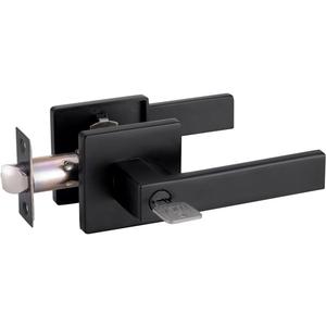 Entry Door Handle with Key GreenShield Lock Set, Heavy Duty Reversible Exterior and Interior Door Lever for Front Entrance, Bedroom and Room (1 Pack, Matte Black)