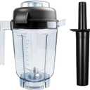 Blender Pitcher 32oz with Mini-Tamper, Dry Grains Container, Wet and Dry Blades,Compatible with 5200 6300 VM0102 VM0197 etc blender, Small Blender Cup Jar,
