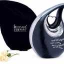 Large Black Teardrop Urn with Silver Heart for Human Ashes Male - Urns for Adult Men and Women - Cremation Urns for Ash, Funeral/Burial Urns, Decorative and Keepsake ERN, Heart Urn, 2.5 LTR, Black - Pre Engraved