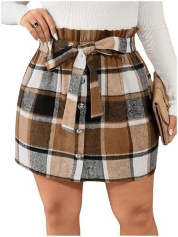 SweatyRocks Women's Plus Size Mini Skirt Plaid Flannel Short Skirts Going Out Outfits for Curvy Women XXL, Multicolor