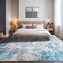 Area Rug 9x12 Washable Rugs Modern Abstract Area Rug Soft Non-Slip Non-Shedding Faux Wool Stain Resistant Floor Carpets for Living Room Bedroom Dining Room Kids Room Home Office (Teal, Rust)