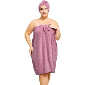 Plus Size Towel Wrap with Hair Towel for Women(XXL-XXXXL), Adjustable Women Shower Wrap Body Wrap Bath Towels, Comfortable Spa Bathrobe + Hair Drying Towel, Purple
