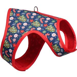 Mile High Life Velcro Dog Harness, Air Mesh Floral Vest Harness for 20 lbs Small Dogs & Cats, Easy Get on Adjustable Easy Closures Both Neck and Chest(Red Tree, S Chest 16"-18")