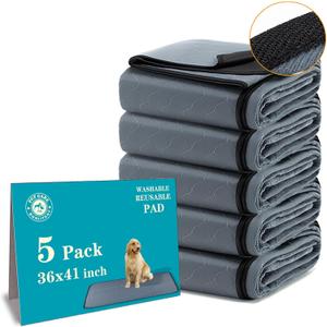 Washable Pee Pads for Dogs 5 Pack, 36x41, Reusable Puppy Pads, Dog Training Pads with Quick Dry, Anti-Slip Dog Cat Pee Pads, Whelping Pads, Potty Pad.