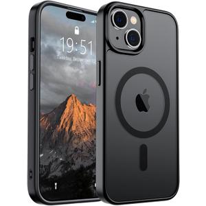 SUPFINE Magnetic for iPhone 15 Case (Compatible with MagSafe) (Military Grade Drop Protection) Translucent Matte Shockproof Phone Cover, Black
