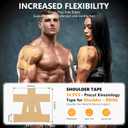 Precut Kinesiology Tape for Shoulder 14 PCS Elastic Shoulder Support Tape, Waterproof & Breathable, Hypoallergenic Sports Tape for Pain Relief, Beige