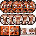 Graduation Party Supplies Dinnerware Set orange Disposable dinner paper plates dessert paper plates and Napkins for Congrats Grad Party Decorations, Serve 50