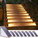 NIORSUN Outdoor Stair Lights 8 Pack, Solar Step Lights IP67 Waterproof with 13 Bright LEDs, 3000K Warm White, Auto On/Off, Triangular Design for Steps, Deck, Patio, Yard, Porch, Sidewalk
