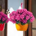 Hananona 6 Pcs Artificial Geranium Flowers for Outdoors Geraniums Silk Flowers Outdoor UV Resistant Garden Plants Faux Flowers for Home Kitchen Table Centerpieces Decor (6, Rose Red)