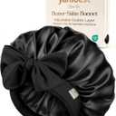 Yanibest Adjustable Satin Bonnet for Sleeping, Double Layer Silk Hair Bonnet with Tie Band for Unisex Women Men Curly Natural (Black)
