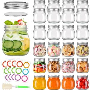 10 oz Mason Jars with Lids 24pack,Glass Mason Jars with Lids-Mason Jars 10 oz for Jam,Honey, Beans, Wedding Favors,Vegetables (10 fl. oz, Set of 24)
