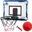 RUNBOW Indoor Mini Basketball Hoops Backboard with Powerful Suction Cups,Wall Mounted Door Basketball Hoops,Toys with Balls Gifts for Kids Boys Teens (43x30CM, Blue with Scorer) (Blue Scorer)