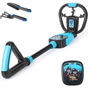 Kids Metal Detector for Boys & Girls 4-10, 1lb-Metal Detector Lightweight for Kids, Adjustable Stem from 23.6" to 28.3", 4"-Depth, Waterproof Metal Detector with Shovel Rake
