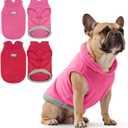 Idepet 2 Pack Dog Fleece Vest Sweater Warm Pullover Jacket with D-Ring Leash Reflective Winter Coat Hoodie for Puppy Cat French Bulldog Pug Chihuahuas Yorkies Dachshunds (Red&Rose Red, XX-Large)