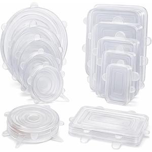 Reusable Silicone Food Covers  12-Pack Round & Rectangular Lids | BPA-Free, Eco-Friendly, Airtight Seal for Bowls, Containers & Fruits | Microwave & Dishwasher Safe