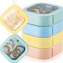 Kathfly 4 Pcs Vivid Colors Hair Tie Organizer Portable Hair Accessory Storage Containers Stackable Tie Bobby Pin Holder Home Cotton Swab Dispenser Accessories Jewelry Organizer Box