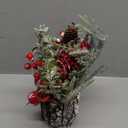 Xmas Decor Small Christmas Tree with Lights - Artificial Tabletop Lighted Mini Christmas Tree with Christmas Ornaments Gnomes Indoor for Office Desk Home Decorations (Stump-red)