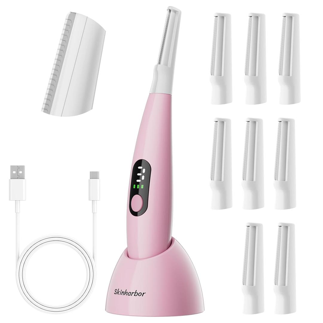 Sonic Dermaplane Razor for Women Face,WomenS Facial Exfoliation & Peach Fuzz Hair Removal System,Anti-Aging3 Speeds8 Dermaplaning BladesRechargeable,Sonic Dermaplaning Tool (Pink)