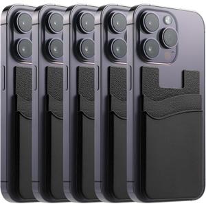 2 x BIAJIYA Card Holder for Back of Phone, Pouch Silicone Wallet Sleeve Pocket Stick-on ID Credit Card for All Smartphones (Black*5) 2 x BIAJIYA Card Holder for Back of Phone, Pouch Silicone Wallet Sleeve Pocket Stick-on ID Credit Card for All Smartphones (Black*5)