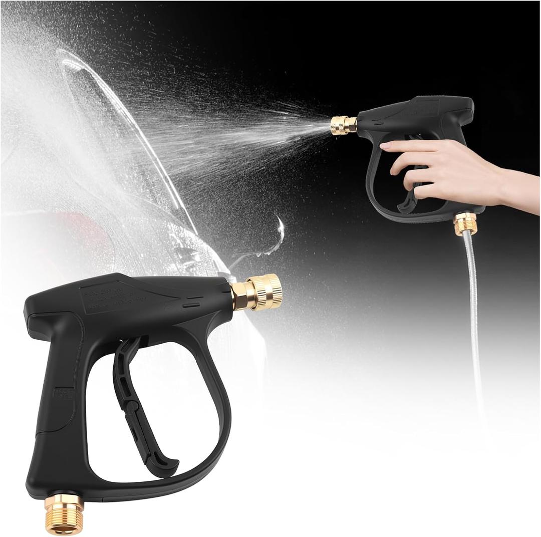 Car Short Pressure Washer Gun,Portable Car Wash Gun with Safety Lock & M22-14 Thread & 1/4" Outlet Quick Connect,4350 PSI Max High-Pressure Washer Short Guns for Most Vehicles